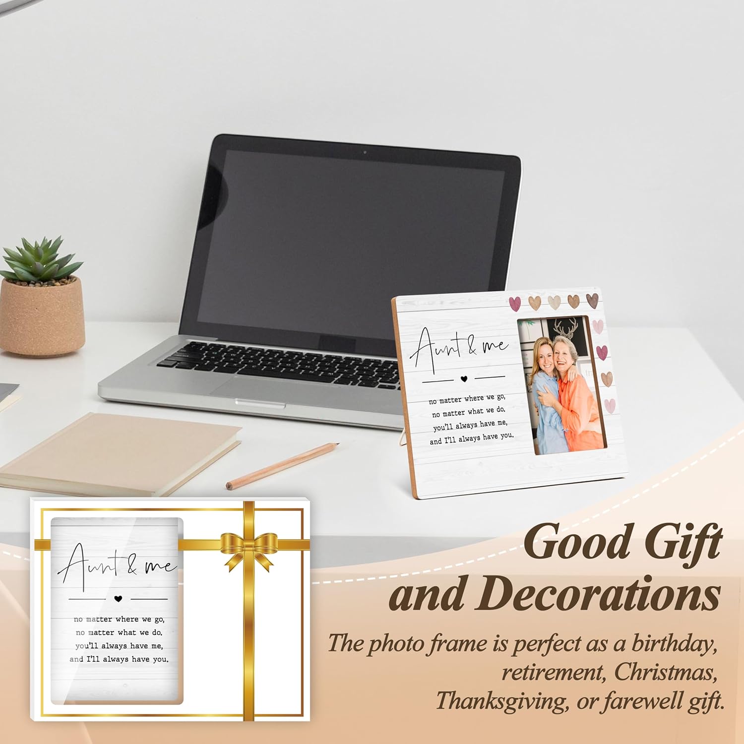 Aunt & Me 4x6 Picture Frame - Wooden Wall & Tabletop Decoration - Aunt Gifts From Nephew - Birthday & - Image 3