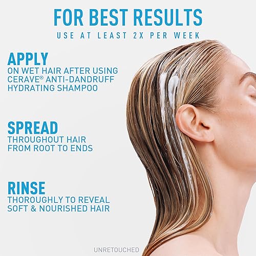 Miniatura 10 de CeraVe Acondicionador hidratante anticaspa, tratamiento de caspa de zinc piritiona al 0,5% con ceramidas, ácido hialurónico y niacinamida, ayuda a