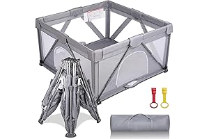 Foldable Baby Play Pen 50"x50": Spacious & Secure Play Area