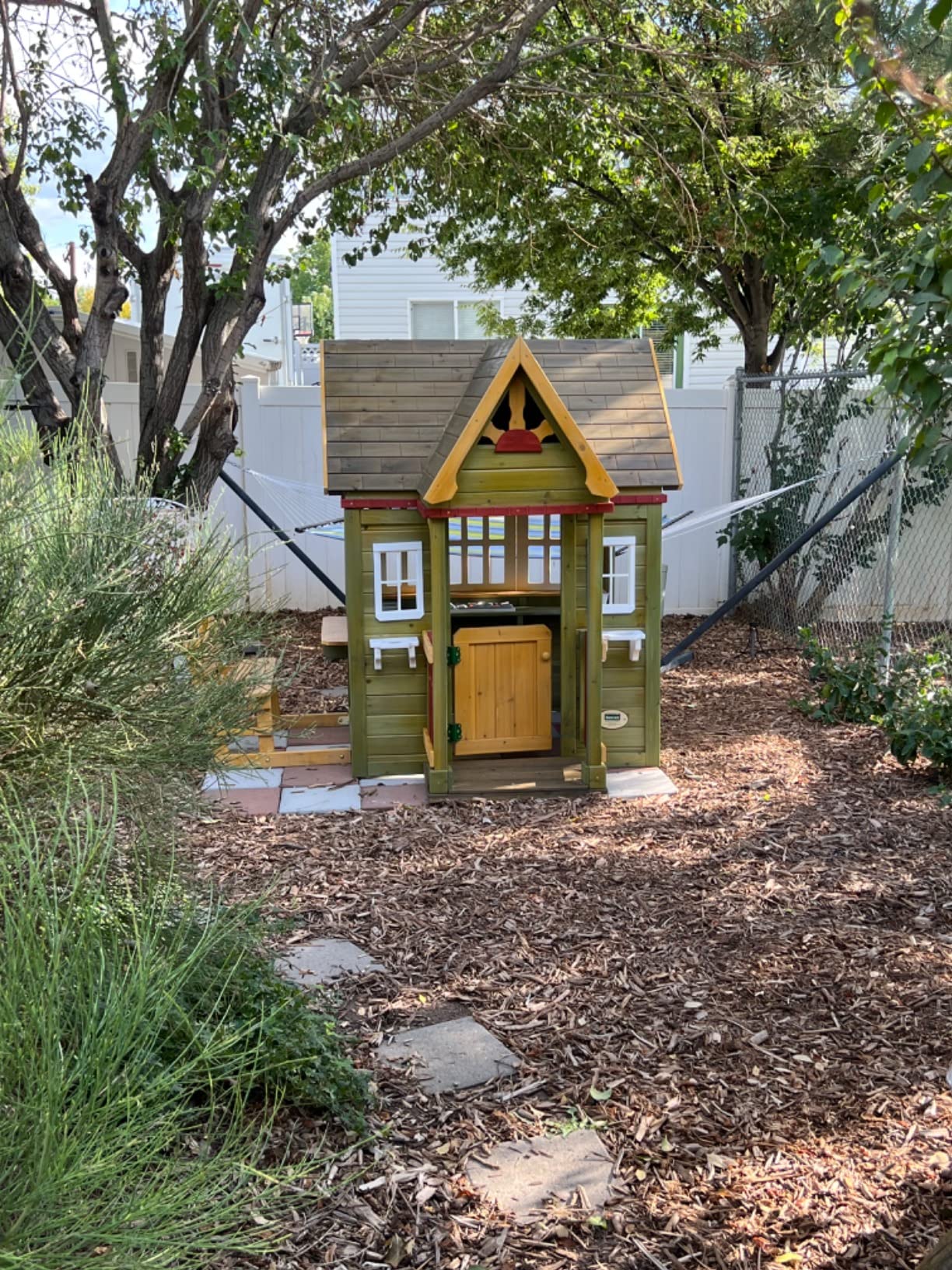 49/mo Finance Backyard Discovery Victorian Inn All Cedar Outdoor Wooden Playhouse, Perfect