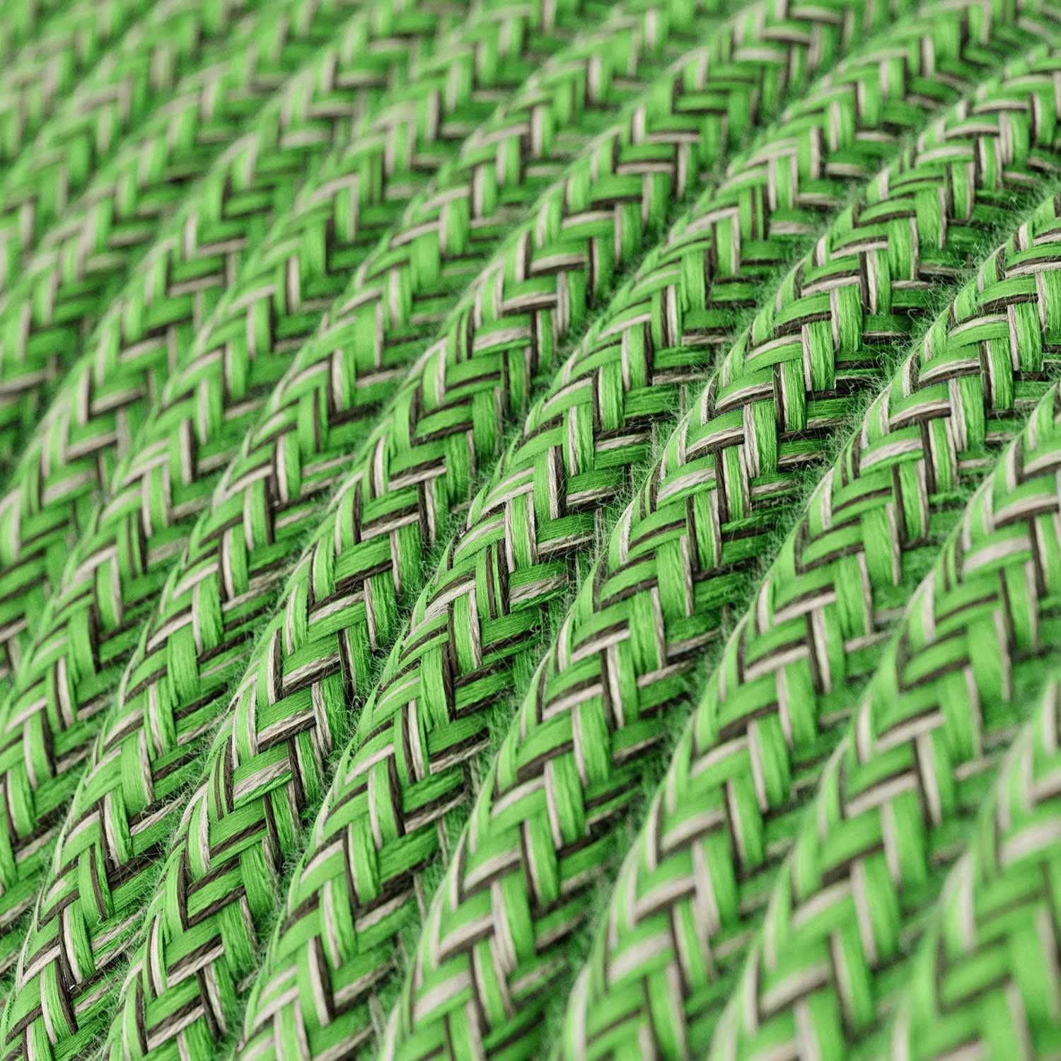 Creative-Cables L'originale cavo elettrico rivestito in tessuto 2 x 0,75 mm² (50 m, Pixel Verde Bronte RX08) – Rotondo, effetto seta – Sicurezza certificata, made in Italy