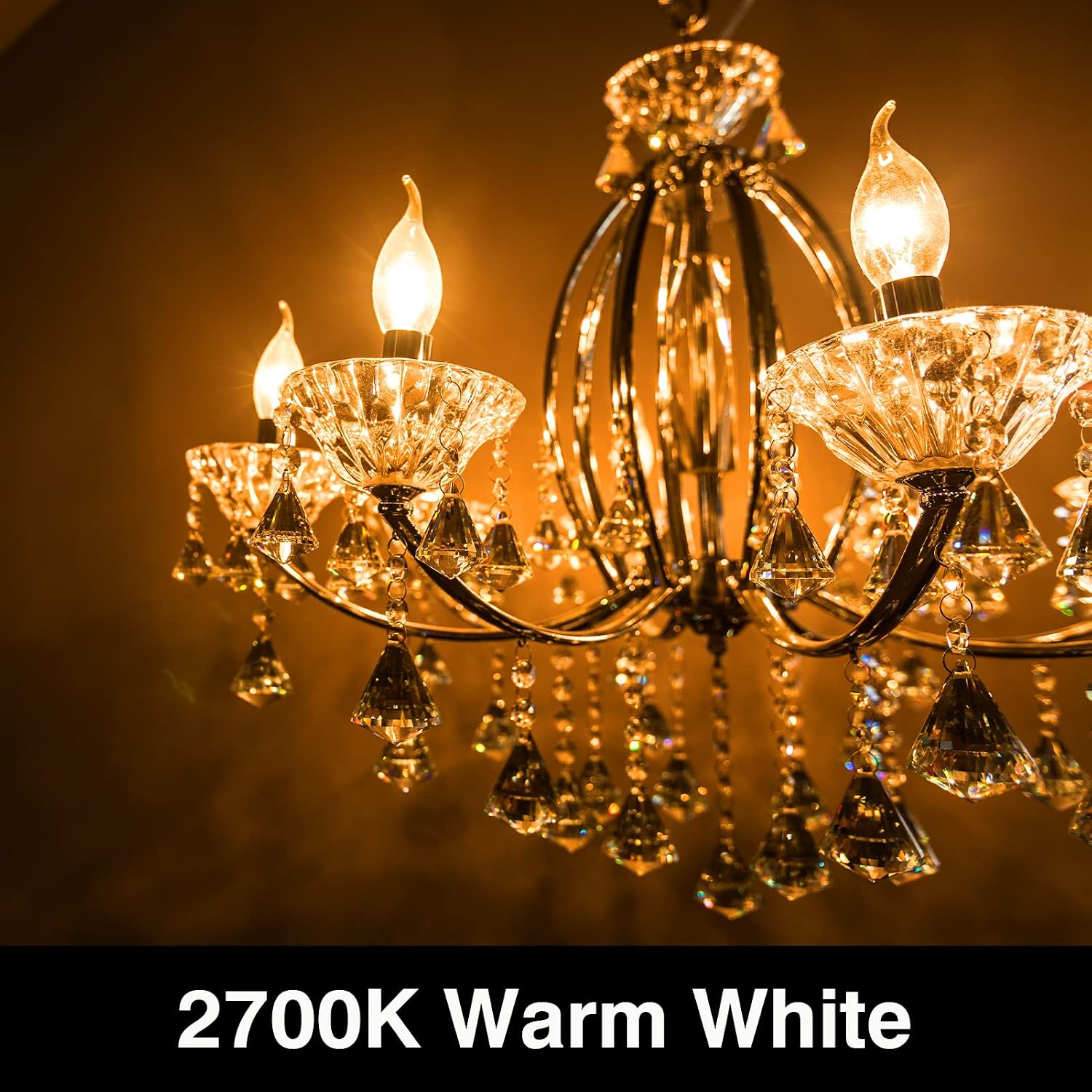 SHINESTAR 8-Pack E12 40 Watt Bulb, Candelabra Base LED Bulbs for Chandelier, Warm White 2700K, Dimmable