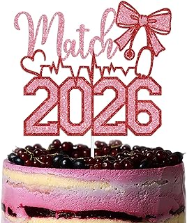 Match 2026 Cake Topper, 2026 Doctor Matched Party Decorations, Congrats on Matching, Future Doctor Decor, Med School Residency Party Decoration Supplies, Pink & Red Glitter