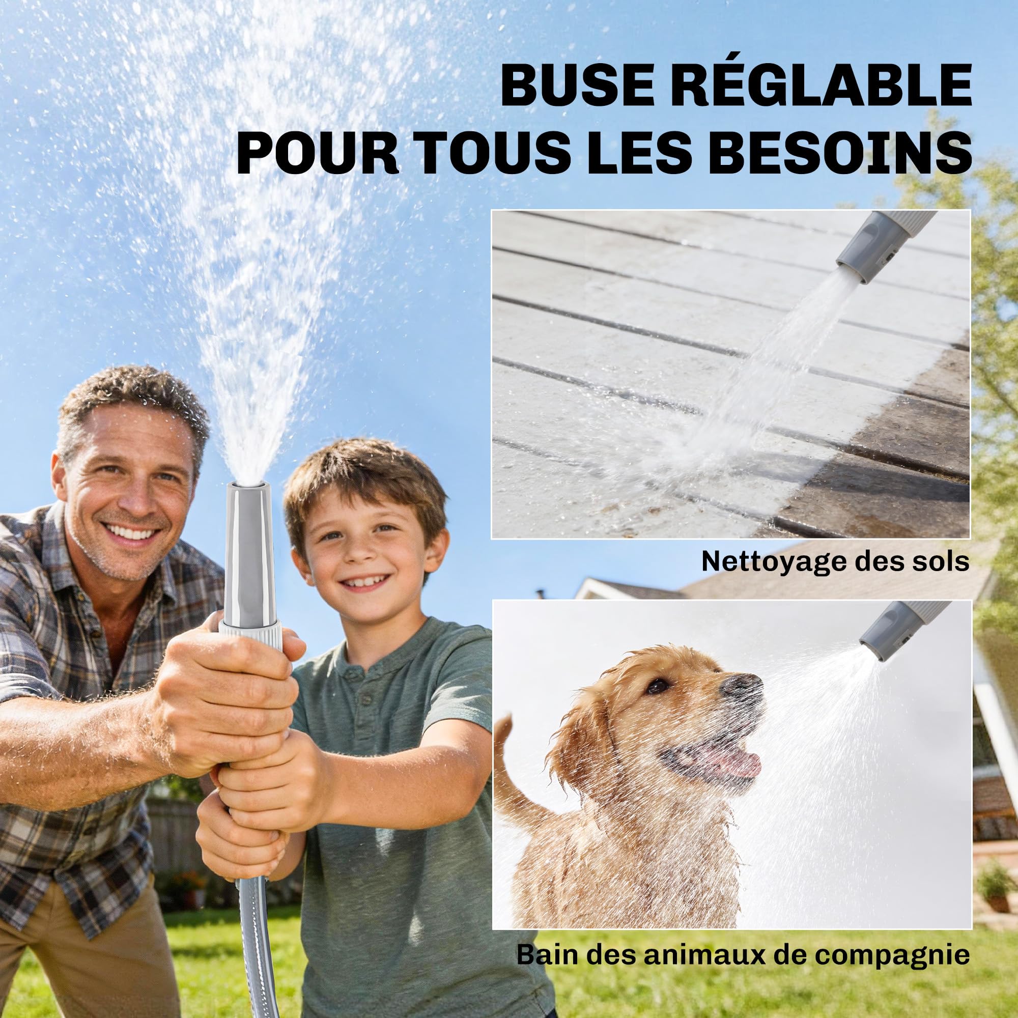 Outsunny Raccoglitore per tubo da parete 40+2 m Girevole 180° Grigio