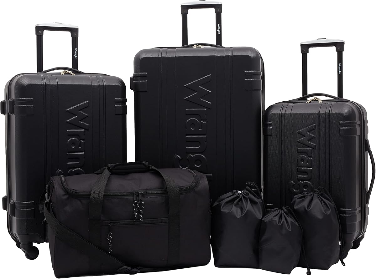Venture Luggage and Travel Set, Black, 7-Piece Set