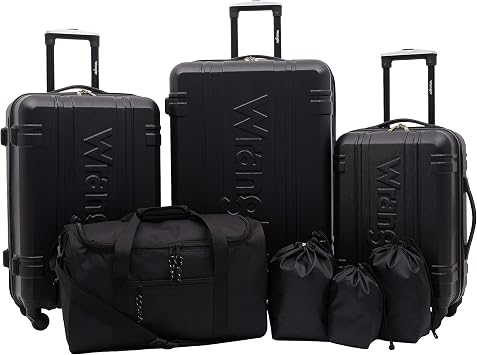 Wrangler Venture Luggage and Travel Set, Black, 7-Piece Set