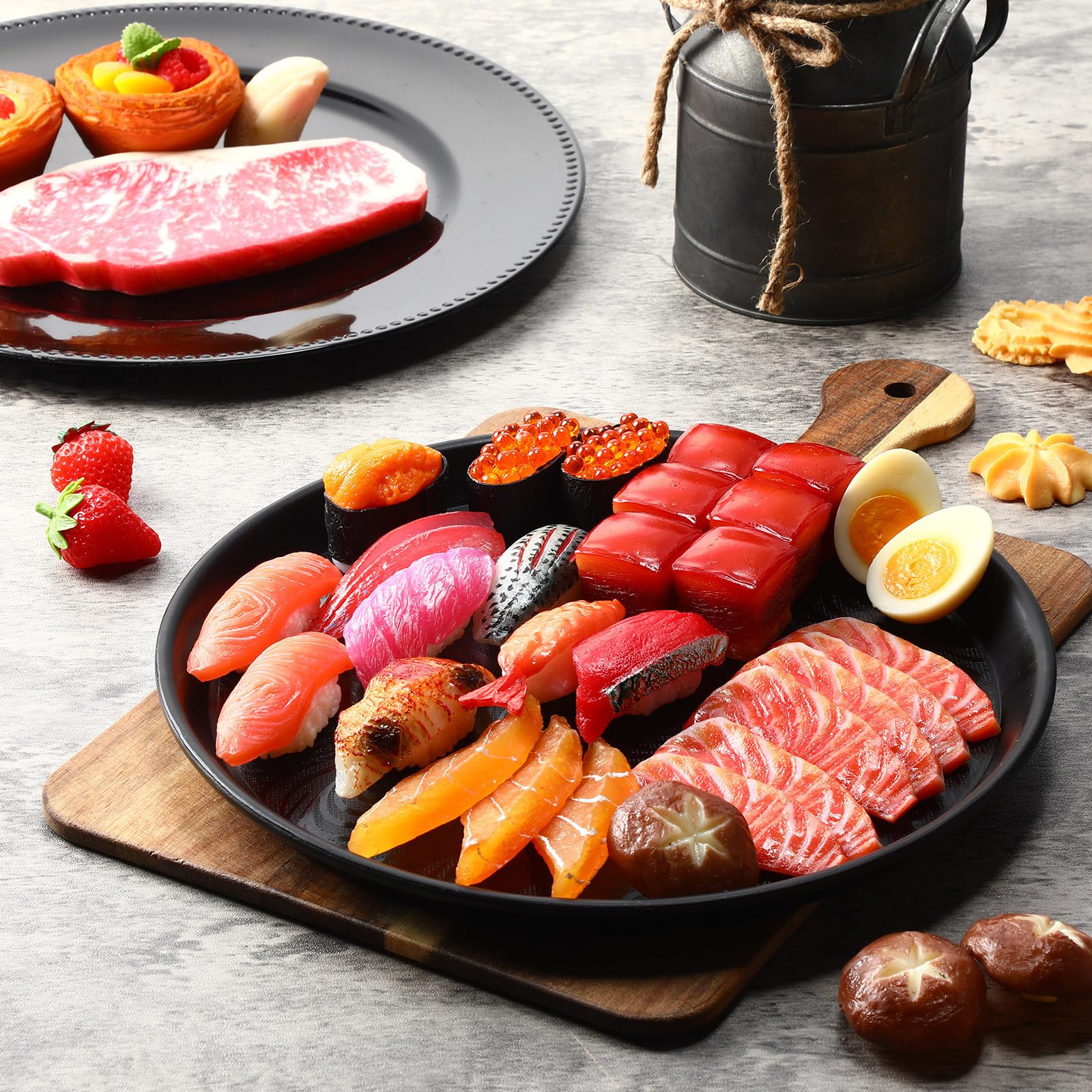 Zopeal 8 bandejas redondas para servir restaurantes, bandeja redonda antideslizante con bordes elevados, bandejas de plástico para servir alimentos, platos antideslizantes para restaurante, cocina,