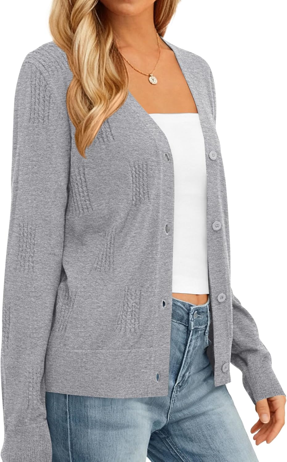 PRETTYGARDEN Cardigan Sweaters for Women Lightweight Knit Button Up V Neck Shrugs 2026 Trendy Winter Fall Fashion Clothing - Image 8