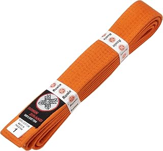 Ronin Brand Martial Arts Uniform Solid Colored Rank Belt – Wht, Yellow, Green, Org, Blue, Pur, Red, Brn, & Blk