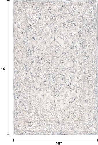 Miniatura 52 de MARTHA STEWART x Safavieh MSR3532M - Alfombra de lana contemporánea, hecha a mano, 8 x 10 pies, color marfil/azul