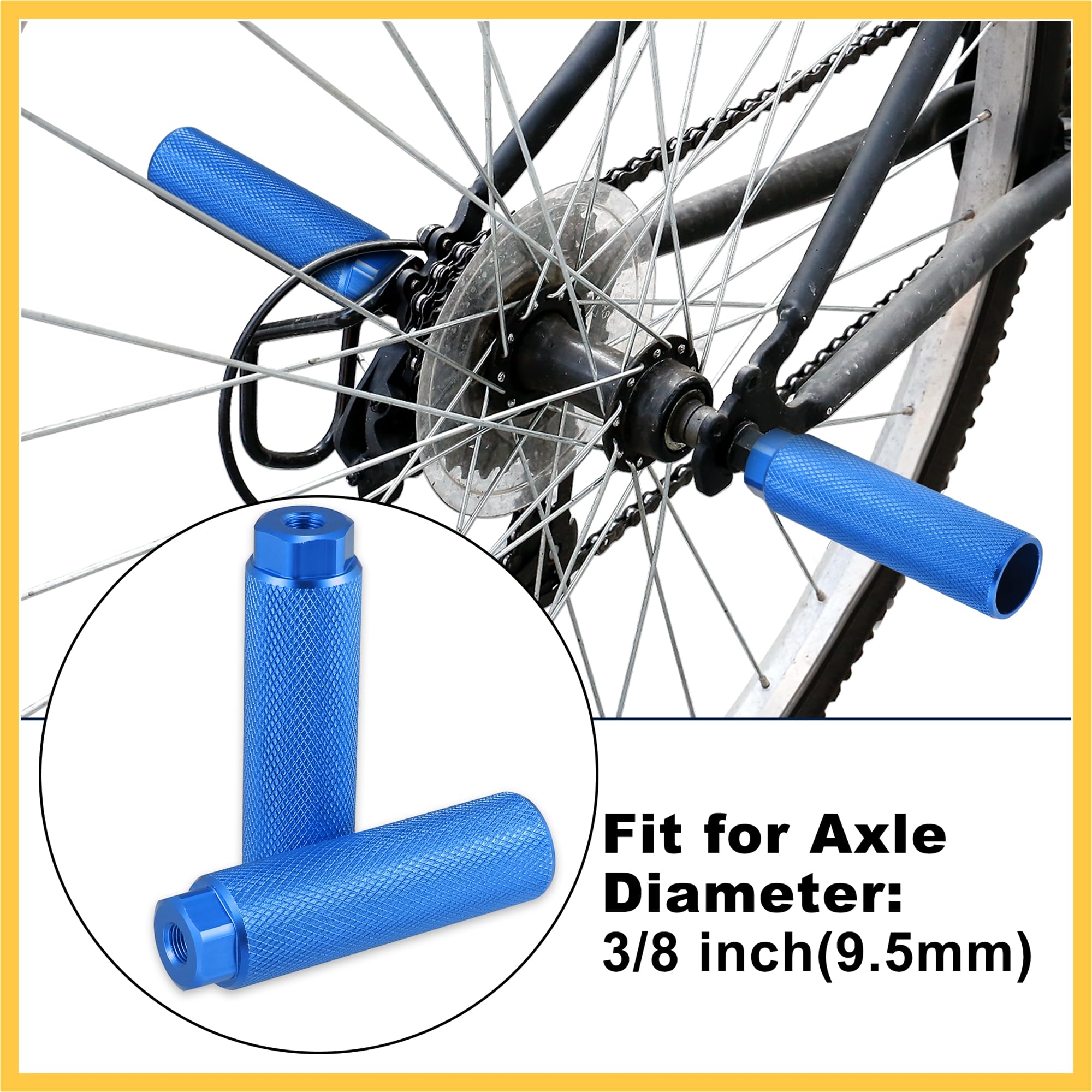 REPAIROCK Pair Aluminum Alloy Rear Foot Pegs Footrests Universal Blue for BMX MTB Bike Bicycle Fit 3/8 Inch Axles Auto Replacement Parts