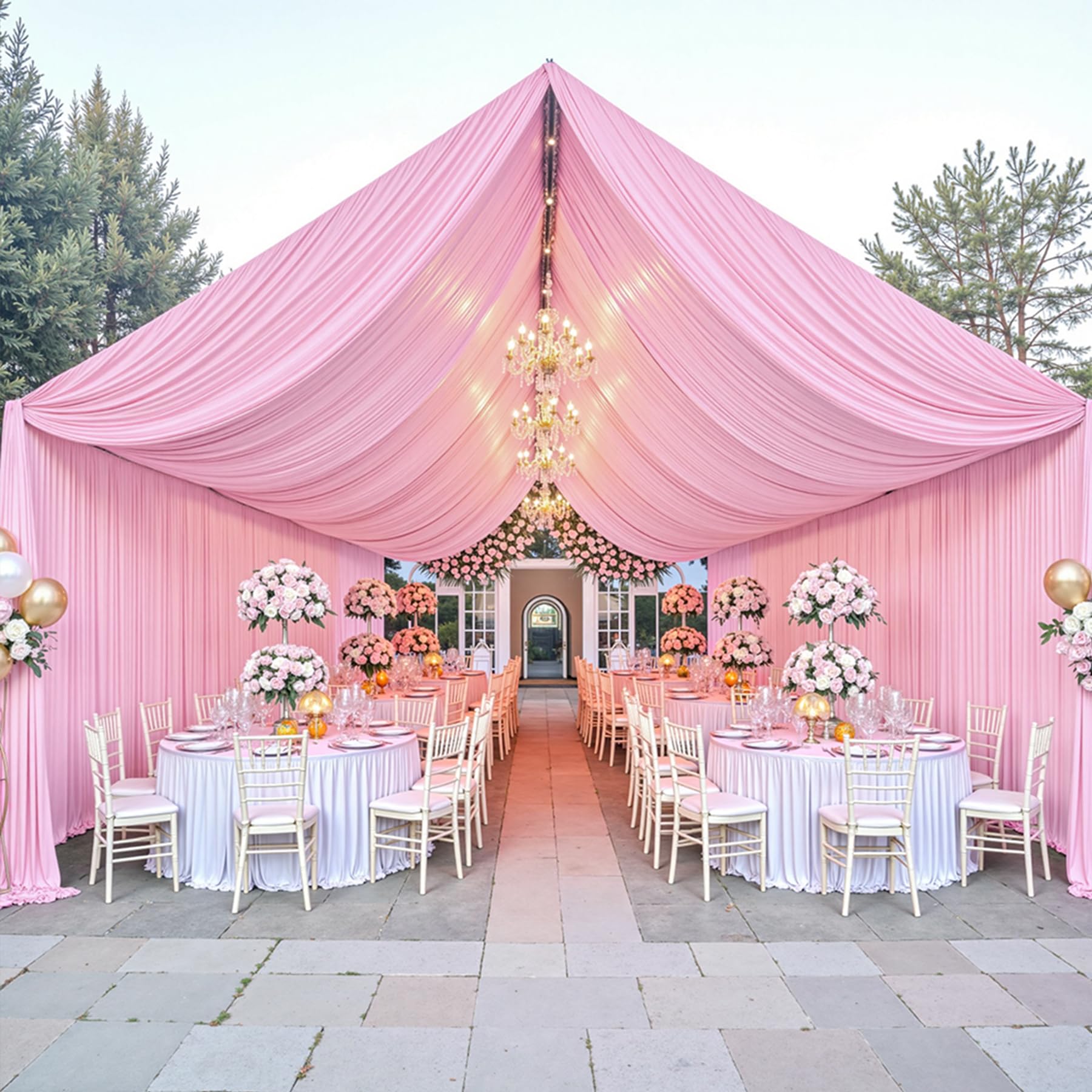Rideaux De Plafond Ivoire Pour Tente - 8 Panneaux De 6m De Haut - Décoration De Mariage