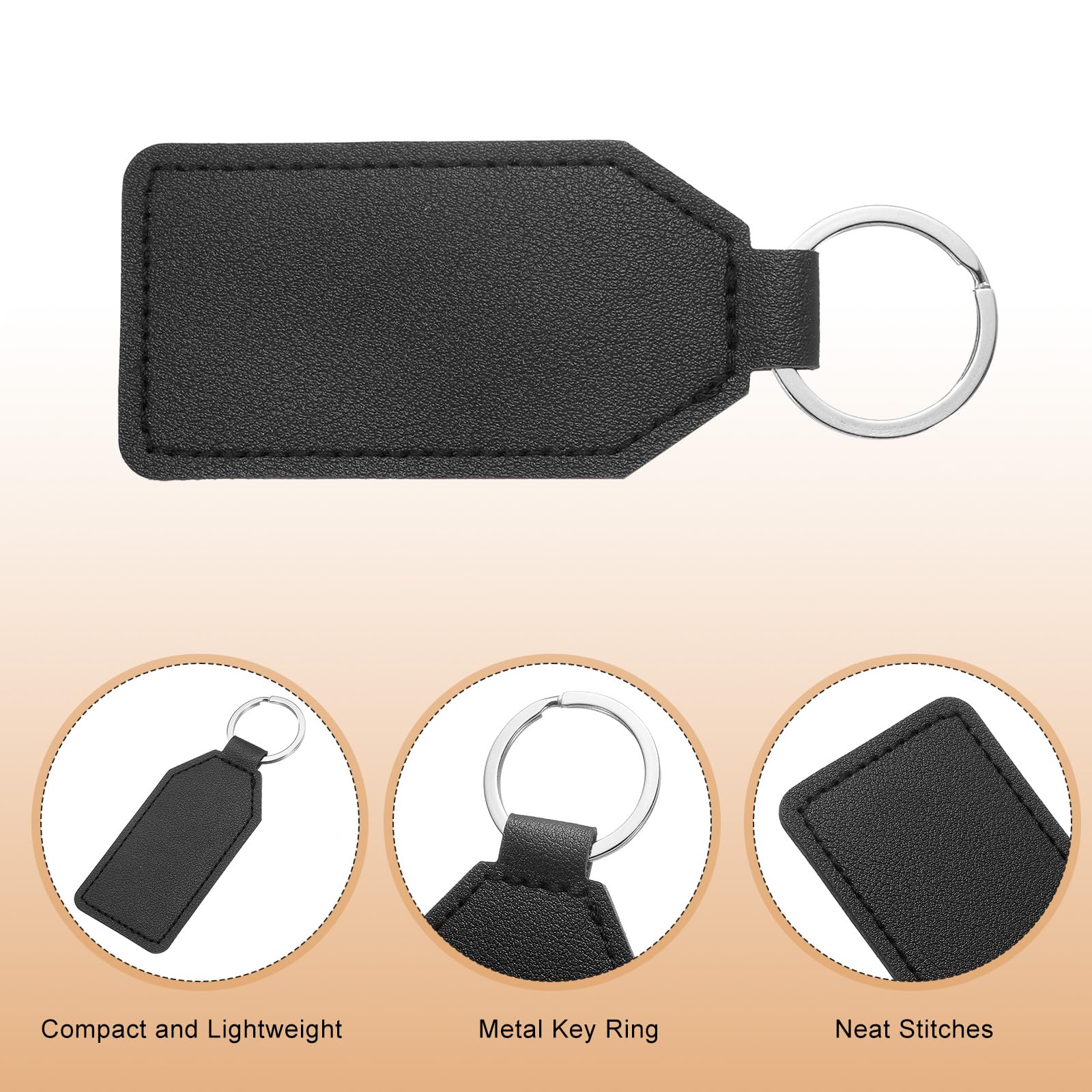 uxcell 2 Stück Leder-Schlüsselanhänger, PU-Auto-Schlüsselanhänger, Rohlinge, Schlüsselhalter für DIY, Lasergravur, Geburtstag, Vatertagsgeschenke, Schwarz, 46 mm
