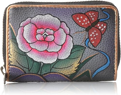 Anuschka Tarjetero de crédito y tarjetas de visita cuero auténtico obra de arte original pintada a mano capacidad para 11 tarjetas