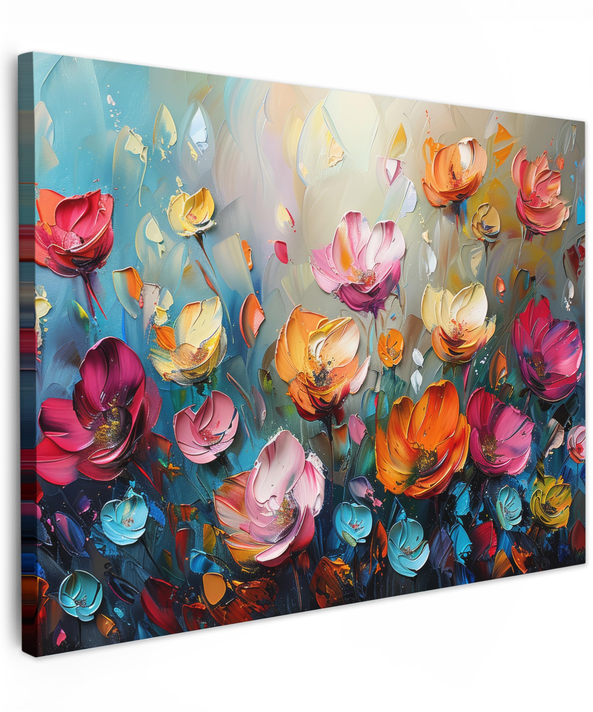 MuchoWow© Canvas Wall Art 31"x24" / 80x60 cm Decor Paintings Print framed on Canvas Pictures for Hallway Poppies - Flowers - Art - Botanical
