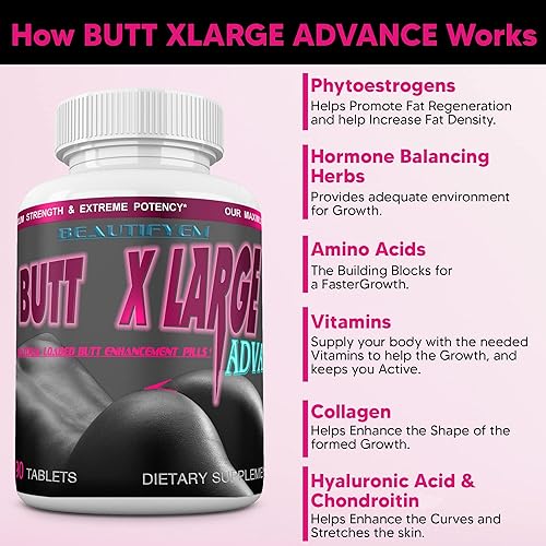 Miniatura 2 de Butt X-Large Advance Butt Enlargement, Booty Enhancement. Butt Enhancer Pills. Fast Curved Bigger Glutes. 90 Tablets (Not a Butt Cream)