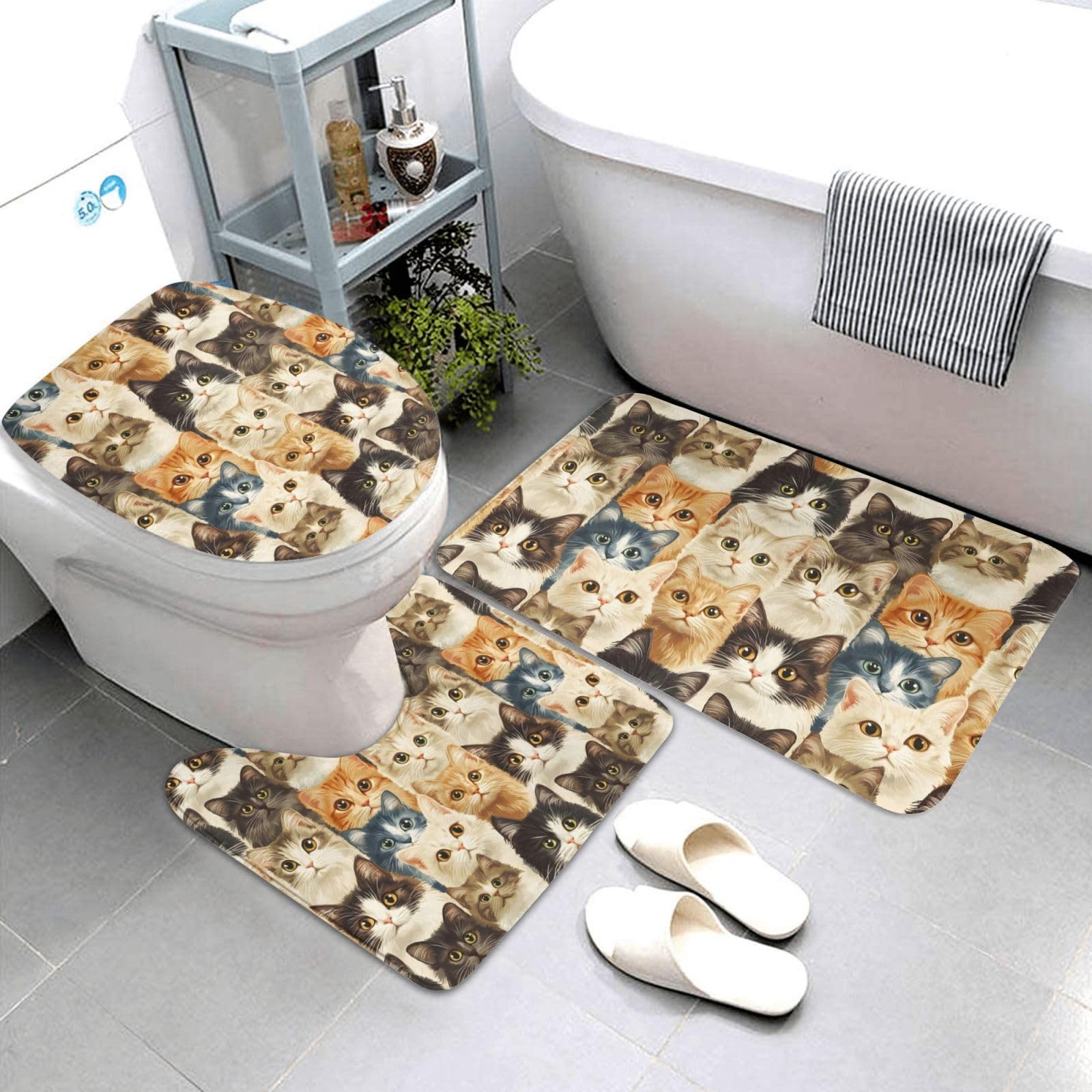 Tapis de salle de bain motif chat pour créer une ambiance ludique