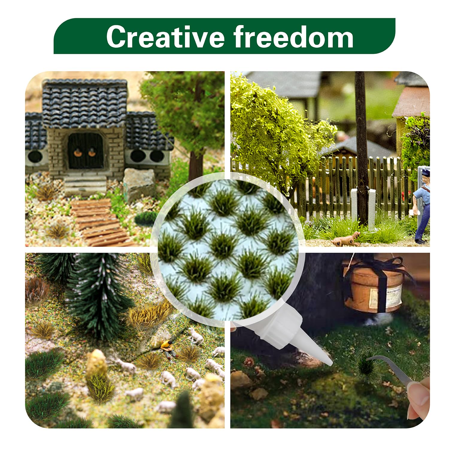 RHQFDM 120 Pflanzen Modellbau Gras Static Grass Tufts Statische Grasbüschel Deko Miniatur FüR DIY Eisenbahn Zug Kunstrasen Klein Landschaft - 3