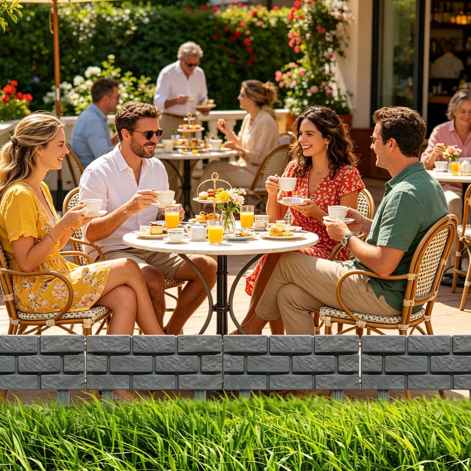 Dekoracyjny Płotek Ogrodowy 4-częściowe odłączane obrzeże z efektem
