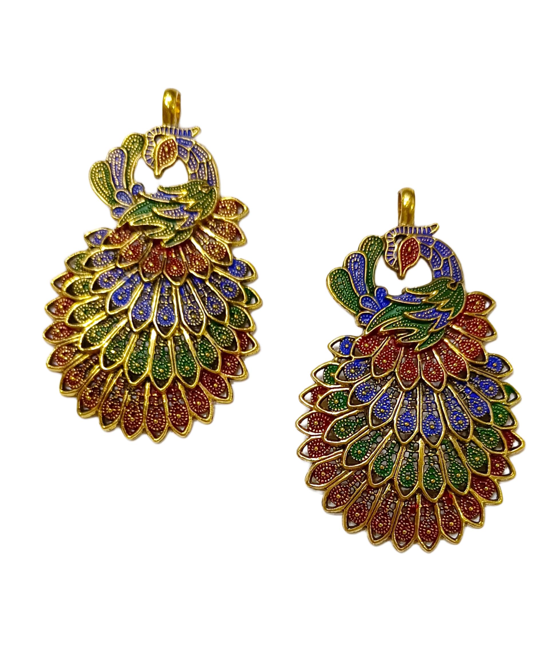 Oxidized Brass Multi color Peacock Big Pendant for Women,Girls & decorating (2 piece)-image-33