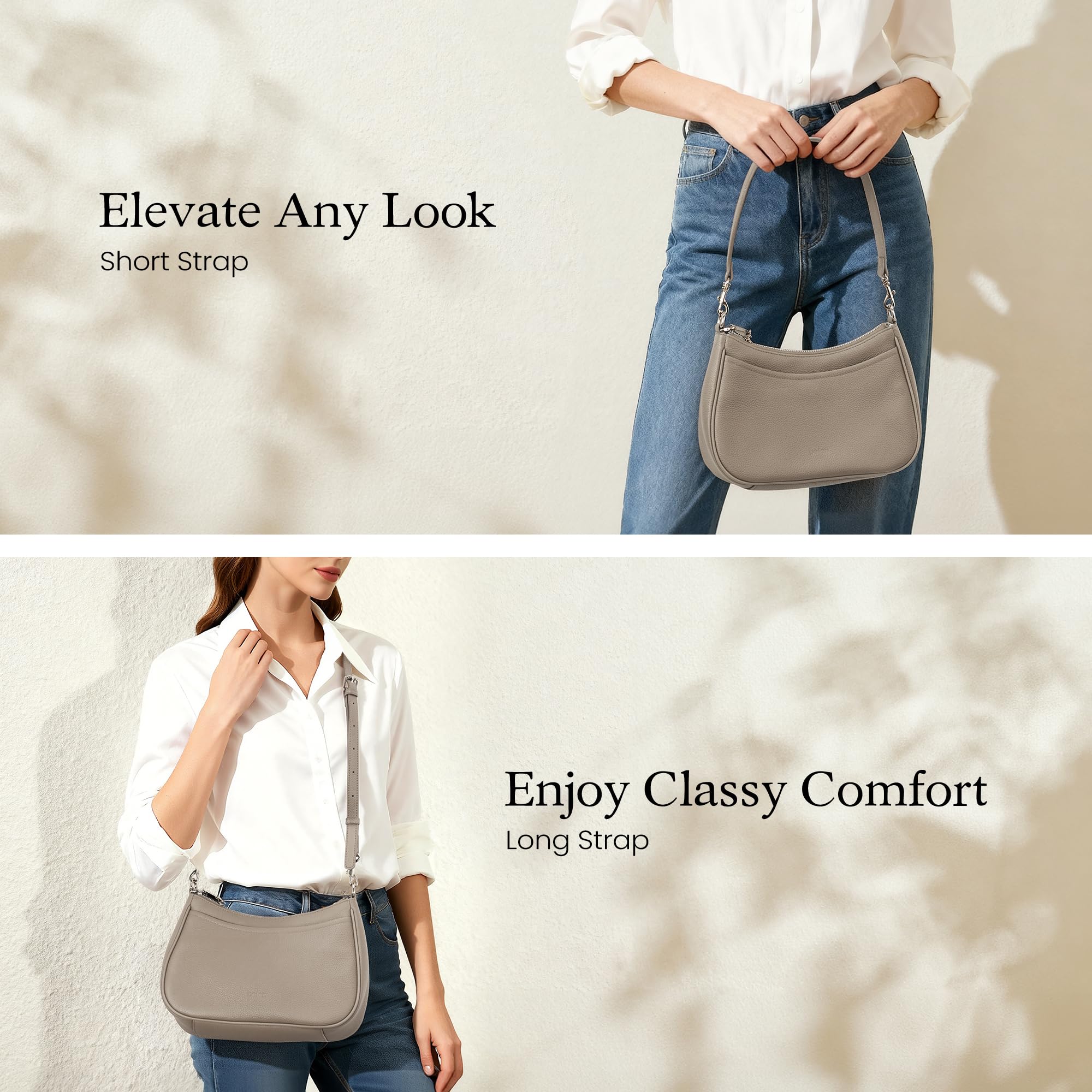 befen Bolso Bandolera Mujer Bolsos Mujer de Cuero Auténtico Casual Hobo Bolso de Hombro con Protección RFID