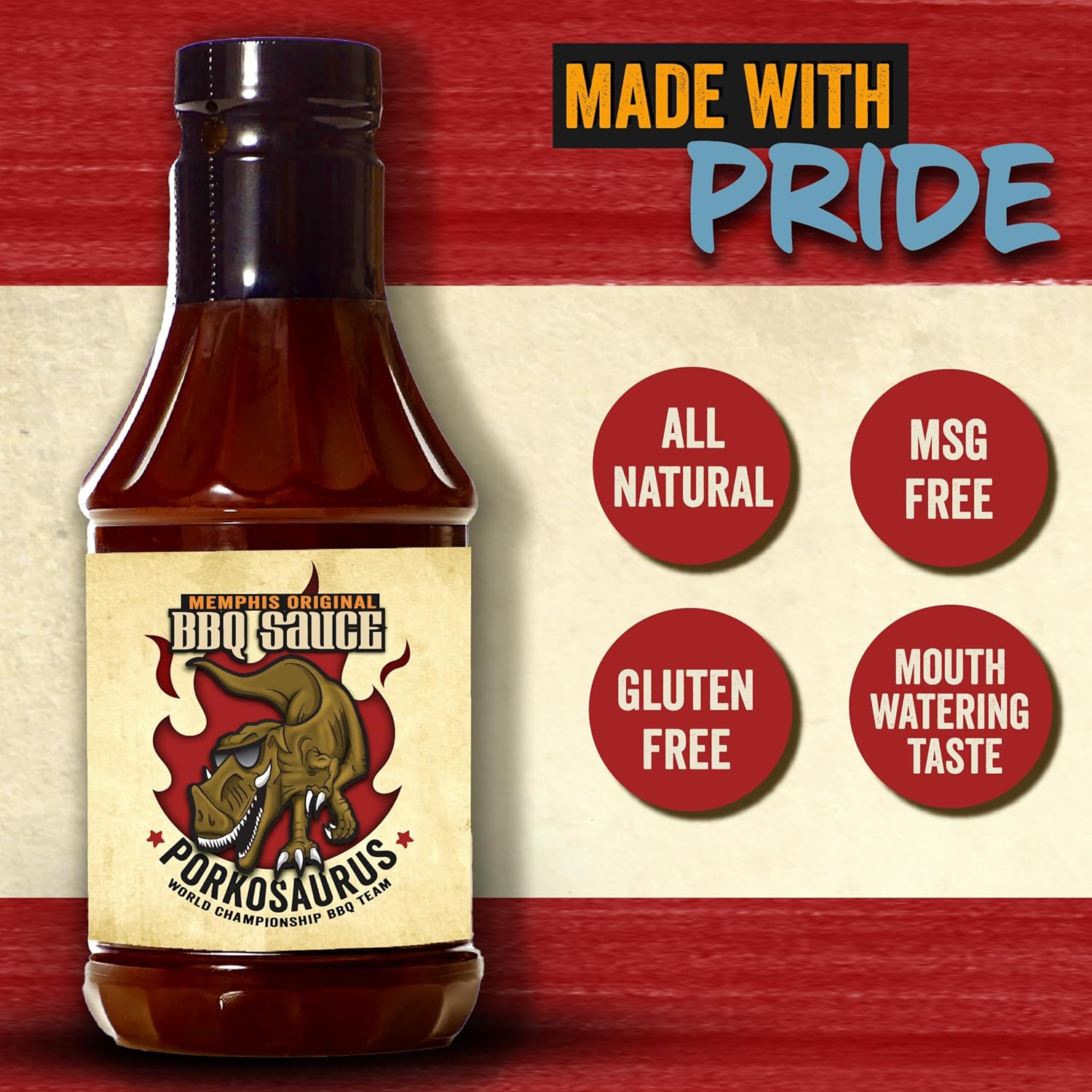 Porkosaurus World Championship Memphis BBQ Sauce – Tangy & Sweet Sauce for Ribs, Pork, Beef & Burgers – Gluten-Free, All-Natural for Grilling, Smoking & Backyard BBQ (22 Oz Bottle) - Image 7