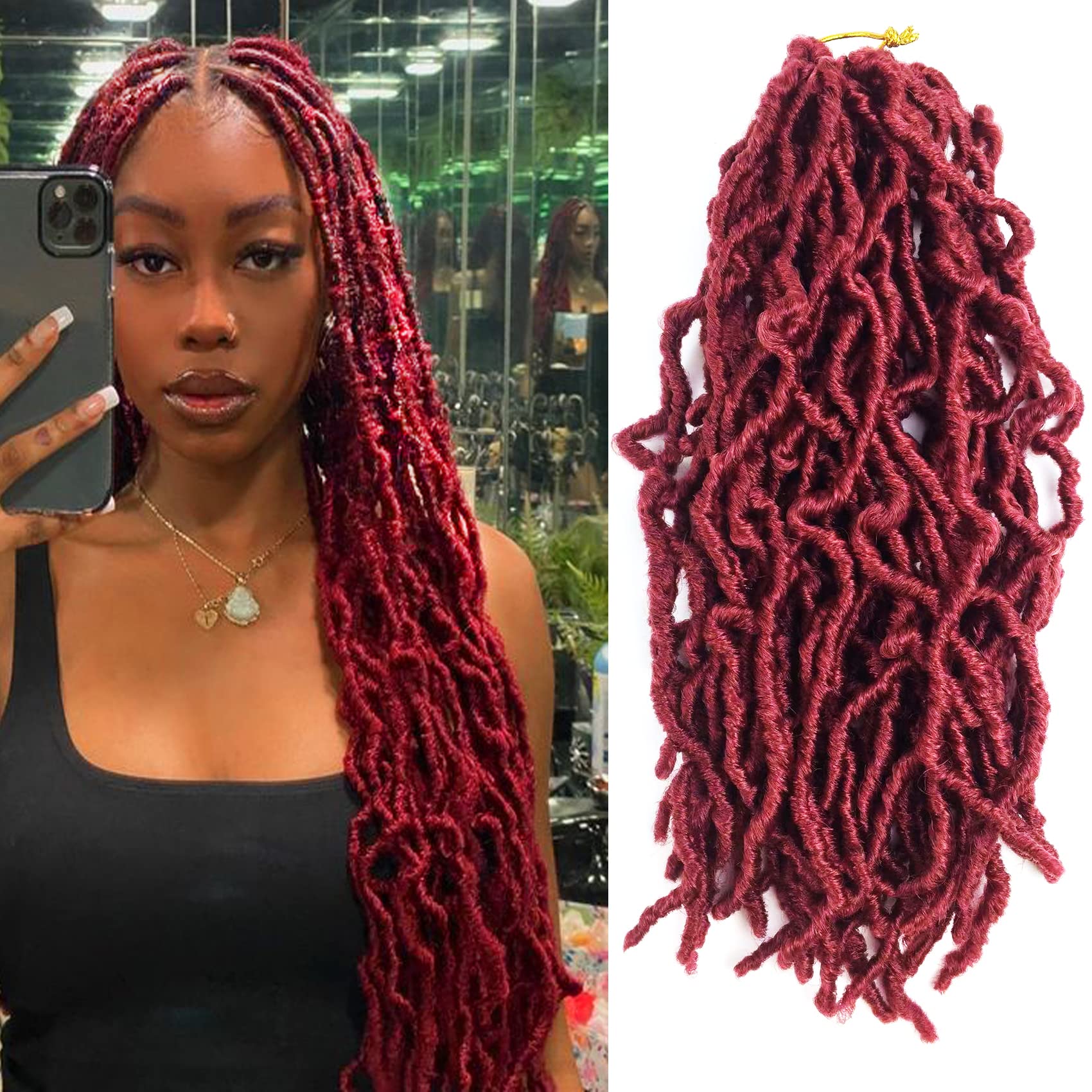 Paraglame Soft New Faux Locs Crochet Hair 14 Inch Soft Locs Crochet Hair Pre Looped, Synthetic Curly Wavy Crochet Braids Hair Extension, Goddess Locs