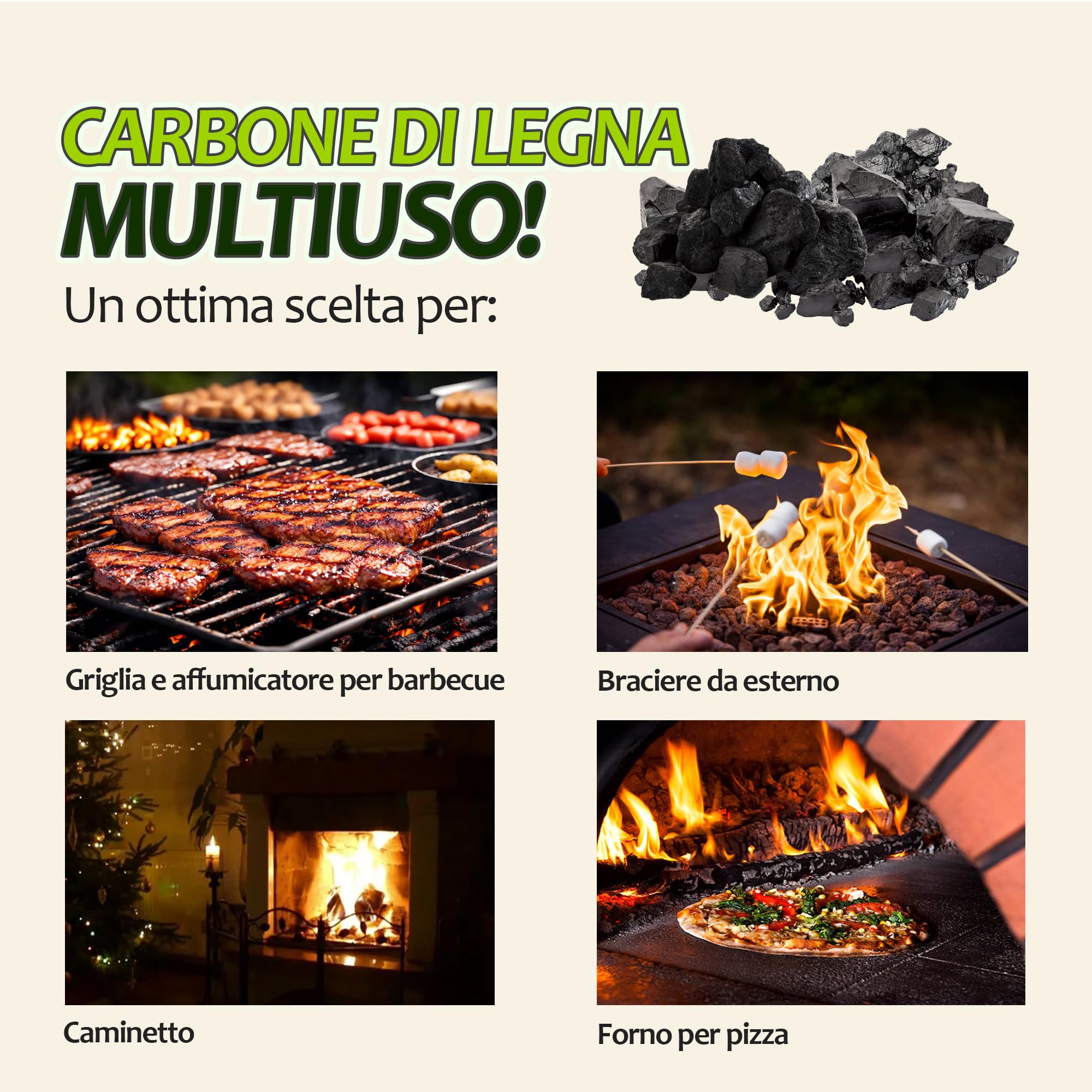 Sicignano Carbone di Legna Ecologico 10 kg ? Combustibile Naturale al 100% a Lunga Durata per Barbecue, Alta Efficienza e Basso Impatto Ambientale