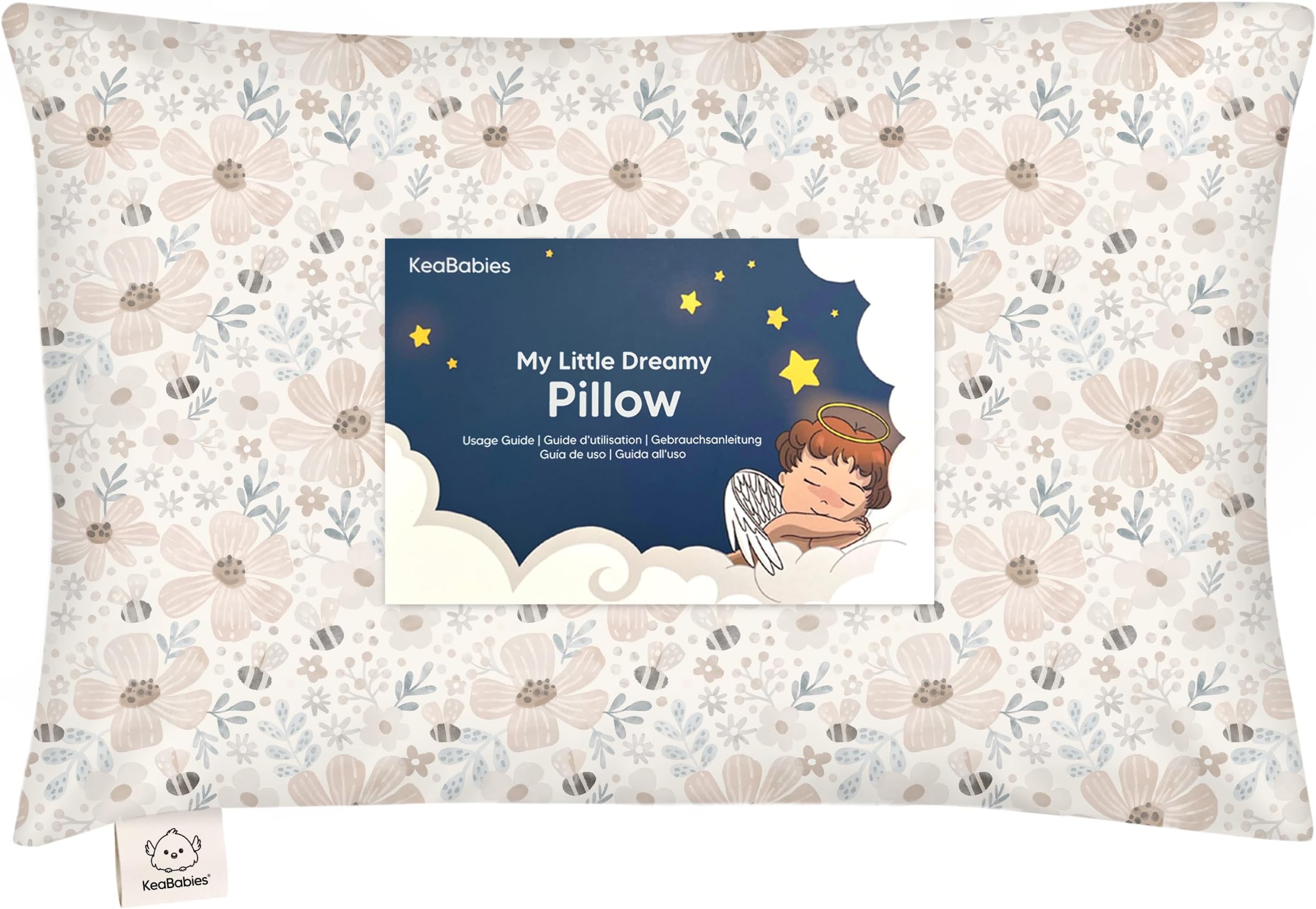 Flora Vale Toddler Sleeping Pillow Made of Soft, Organic Cotton with Washable, Breathable Cover, Great for Traveling