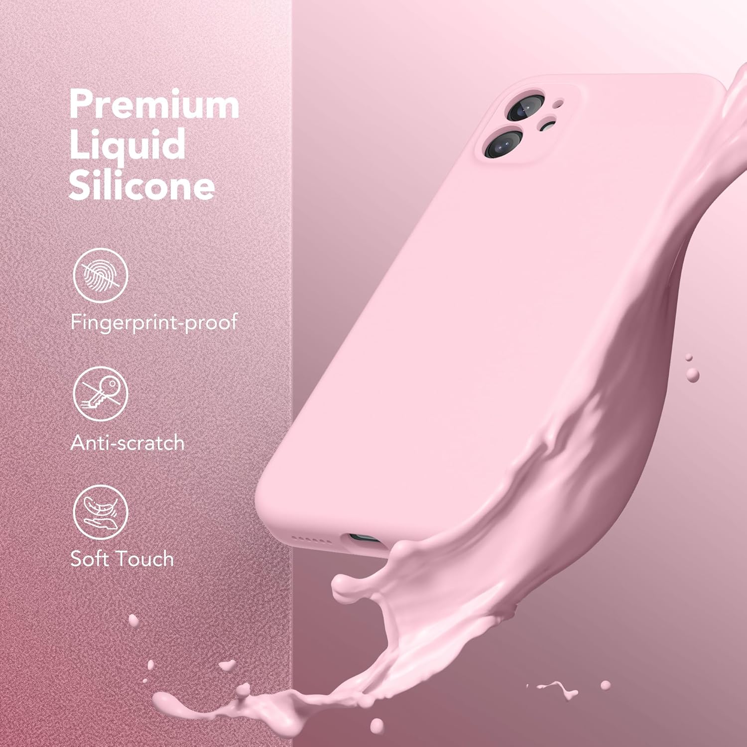 Magnetic for iPhone 11 Phone Case Silicone, Compatible with MagSafe, [Full Camera Protection][Screen Protector] Slim Shockproof Protective Case for iPhone 11 6.1", Chalk Pink thumbnail