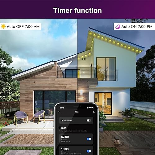 Miniatura 7 de Luces permanentes para exteriores de 100 pies, luces LED RGB con aplicacióncontrol remoto, más de 60 modos de escena dinámica, iluminación exterior