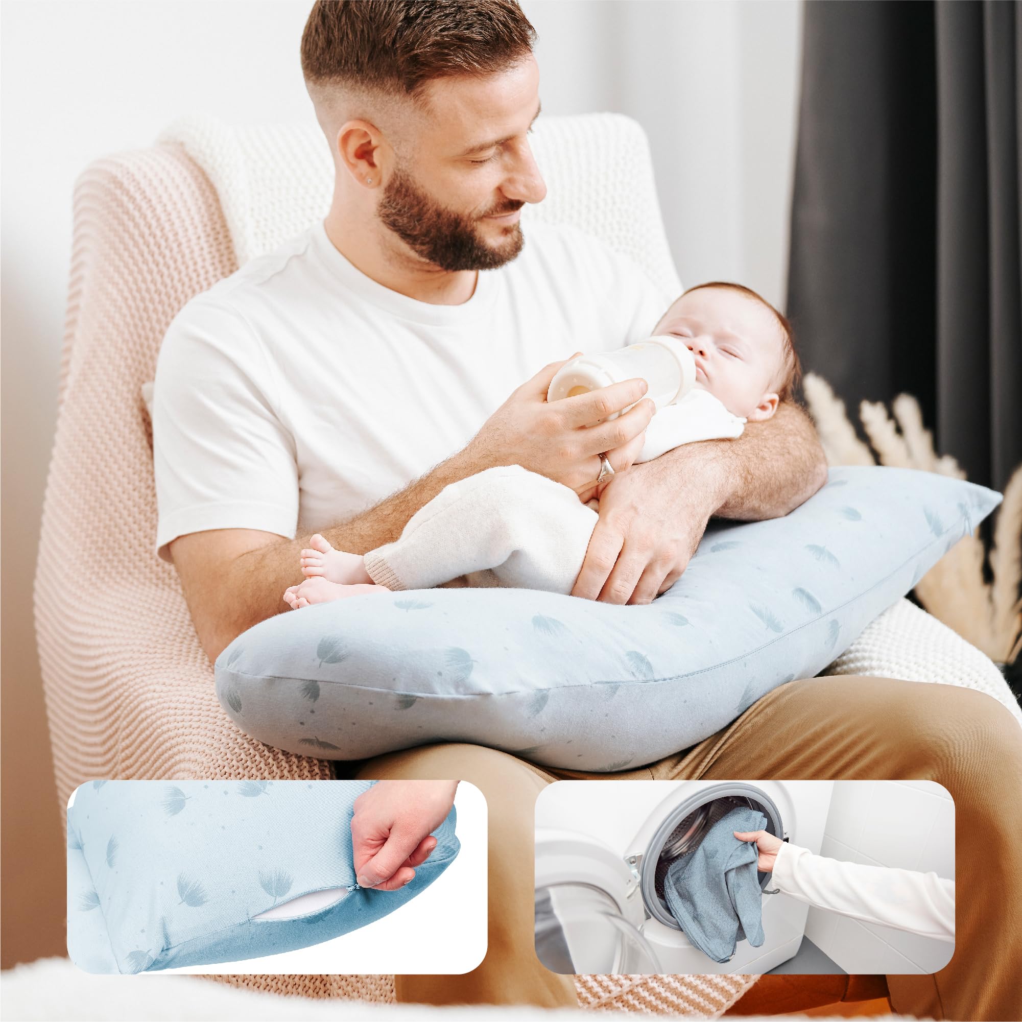 Babymoov B.LOVE XXL Cojín de Maternidad desmontable, certificada OEKO-TEX®, fabricada en Europa - Wind Blue