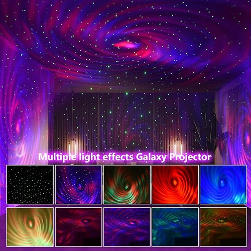 Miniatura 2 de Proyector de estrellas con reloj despertador, galaxia cohete para dormitorio, altavoz Bluetooth y aurora de ruido blanco