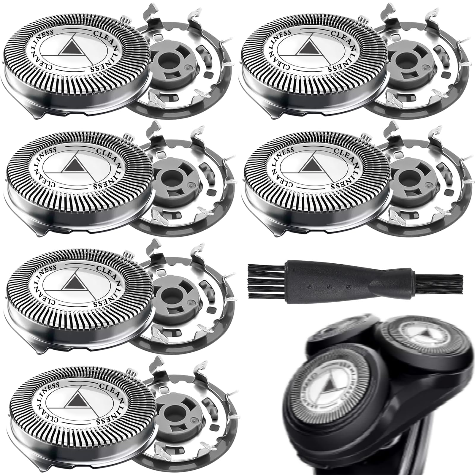 6 Pack SH30 Replacement Heads Compatible with Ph**ips No**lco Series 3000, 2000 1000 SW37XX XZ58X Click and Style, 3000 Replacement Blades for Wet Dry Electric Razor Shaving with Cleaning Brush