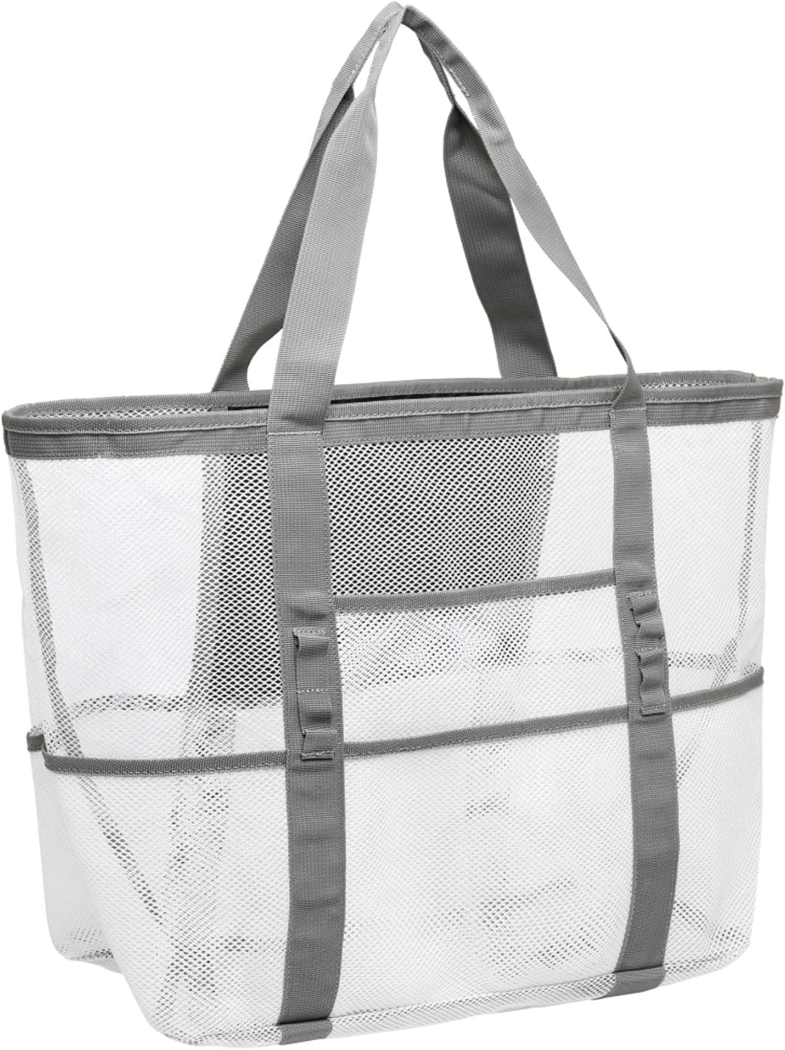 Mesh Beach Bag, BuyAgain Large Beach Tote Bag Ligtweight Mesh Bag for Beach Picnic Toys Vacation,White
