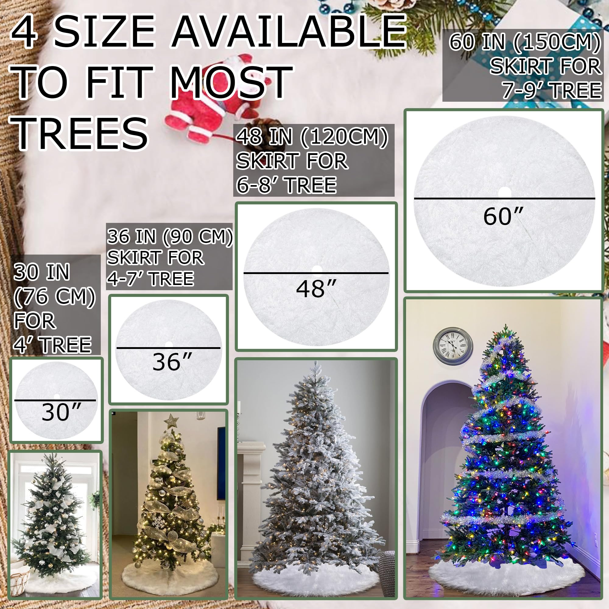 Allgala Christmas Tree Skirt Snow White Fluffy Plush Skirt - 36 Inch - XT932102