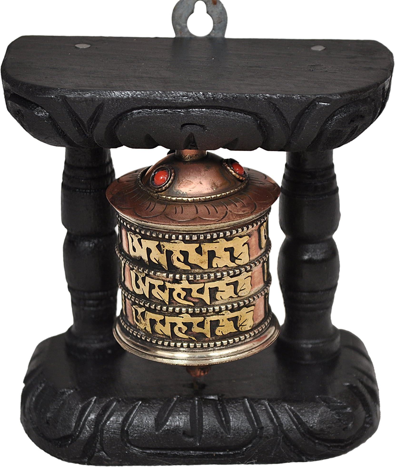 (10cm) - Tibetan Hand Craving Om Mani Padme Hum Wall Hanging Prayer Wheel