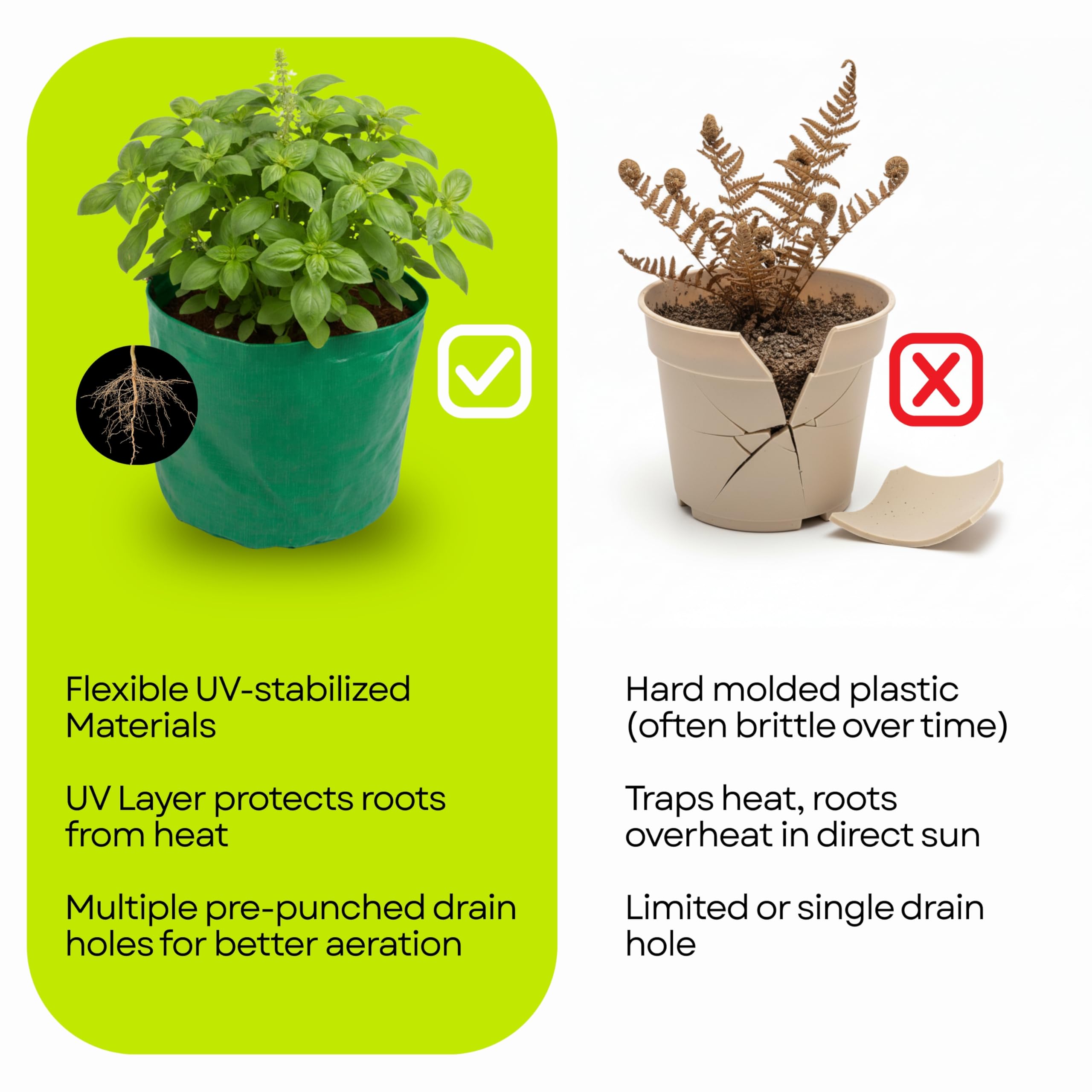 Bio Blooms Agro India Pvt.Ltd. 18X18Inch HDPE Plant Grow Bags for Terrace Gardening | Pack of 10 | Green & Orange Color | Outdoor Use 4