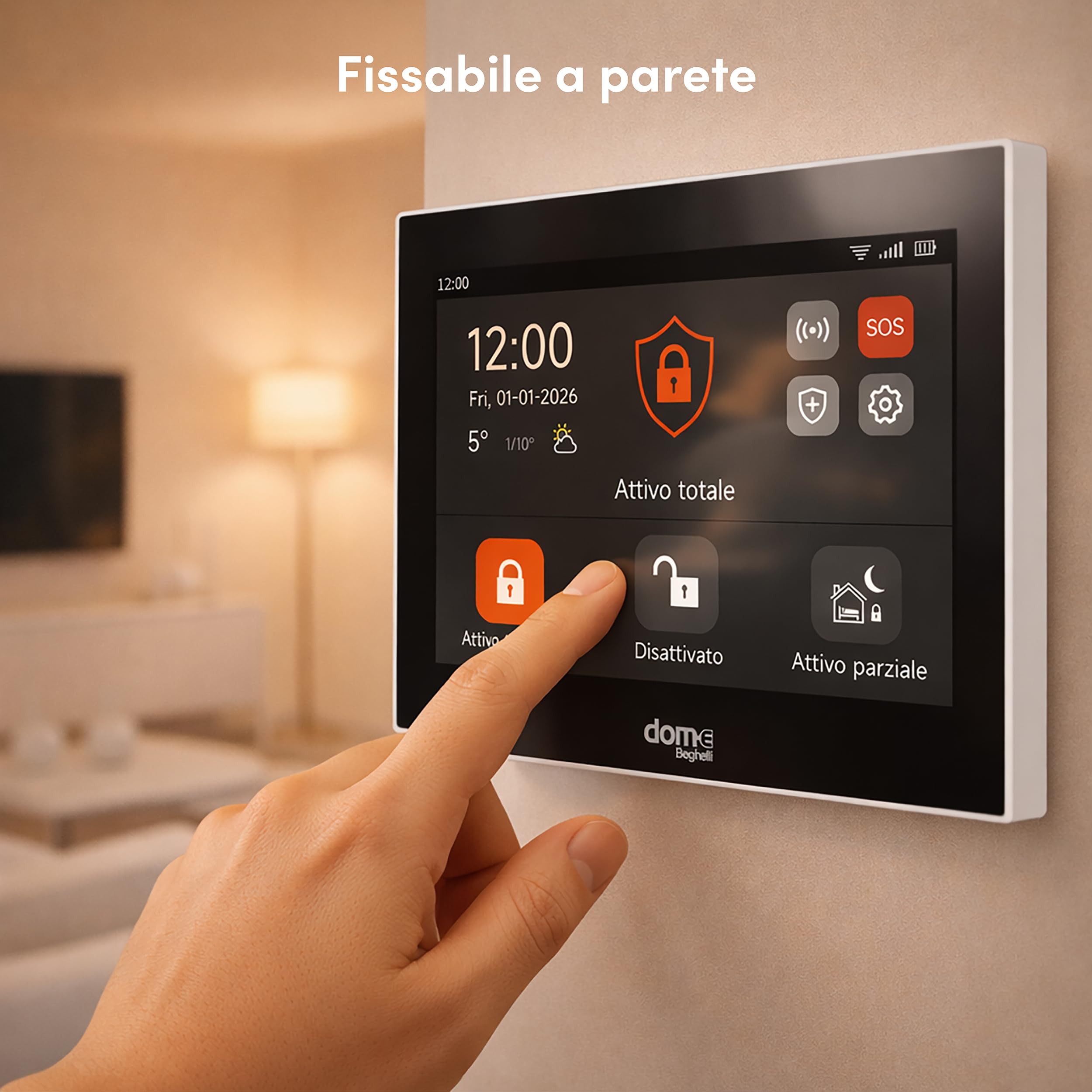 Beghelli - Kit Allarme Dom-e, Sistema Antintrusione Wireless WIFI/GSM 4G LoRa, Senza Fili, Compatibile con Alexa e Google Home, Installazione Senza Cablaggio, Pulsante SOS
