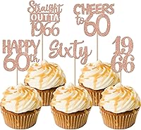 Vista 14 de 30 piezas de decoraciones para pastel de cumpleaños número 10, decoraciones de cupcakes negras con brillo, 10 feliz cumple, directo desde 2016, 10