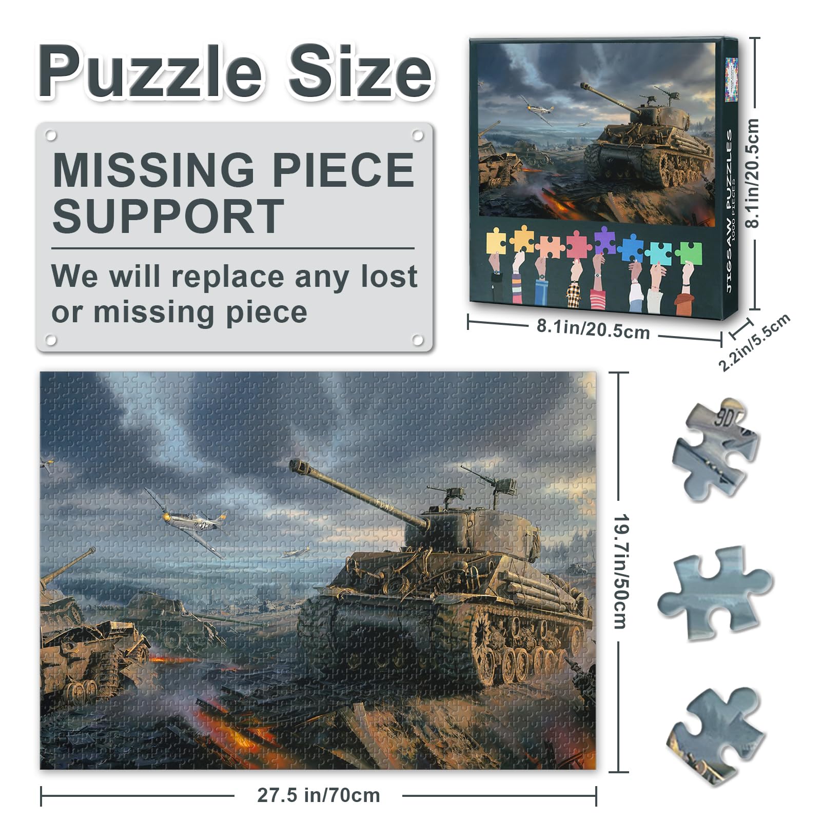 1000 Piece Jigsaw Puzzle for Adults WWII Military Collection, Artwork-02, 27.5 x 19.7 inches - Image 3