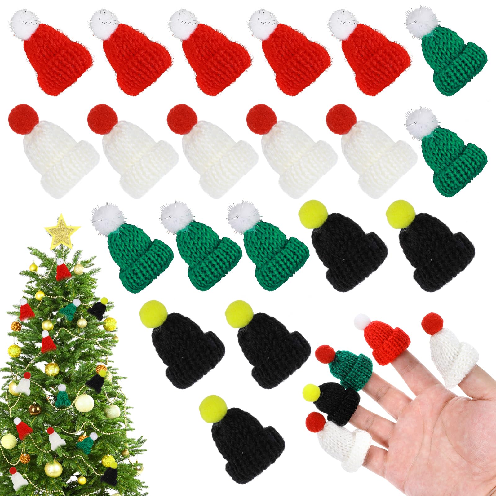 Mini Sombreros Y Bufandas De Punto Navidad - 8 Piezas Para Manualidades, Muñecas Y Decoración