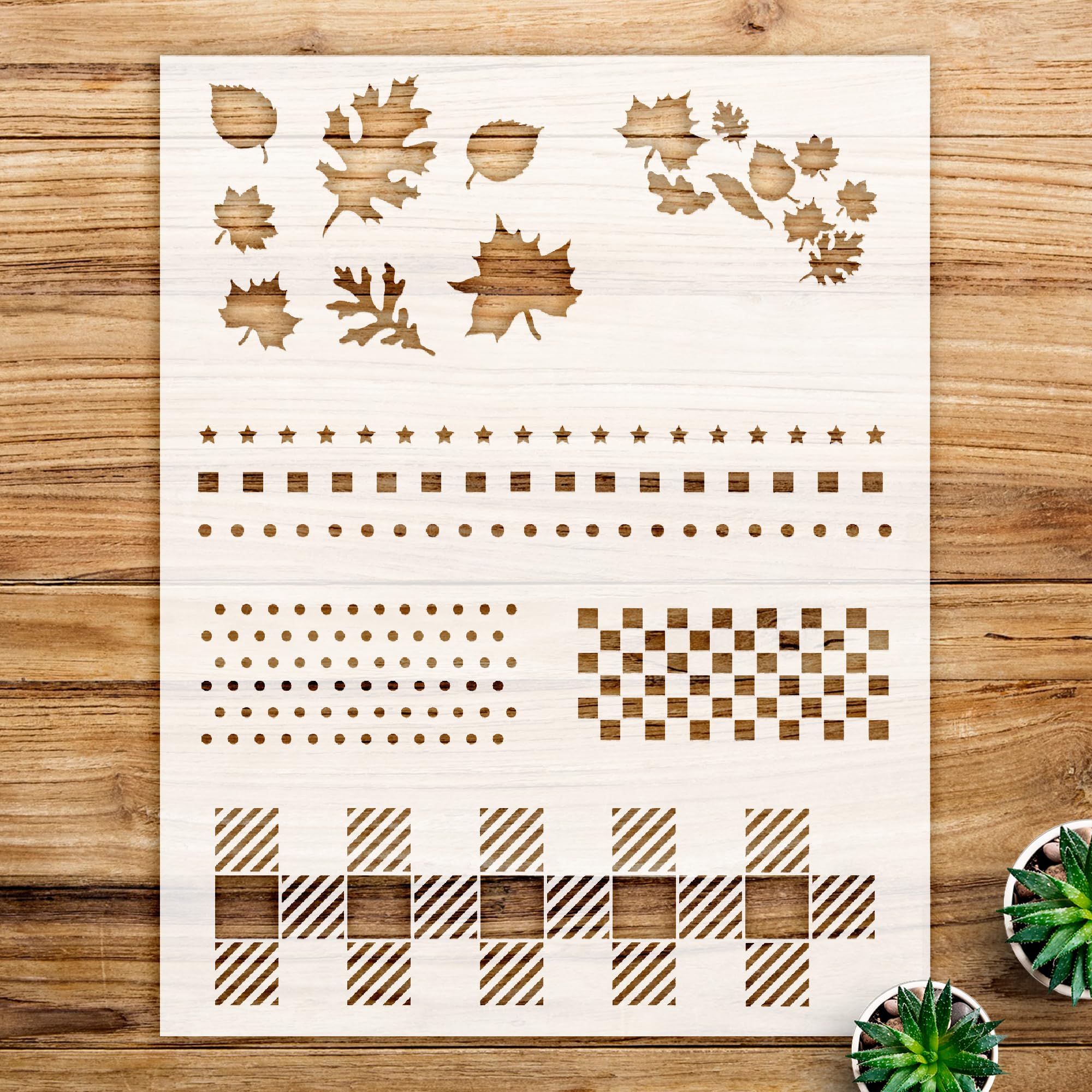 Fall Pattern Stencil for Home Decor and Crafts, Reusable Mylar Template, Ideal for Walls, Wood, and Seasonal Projects - Size A3 (13.0