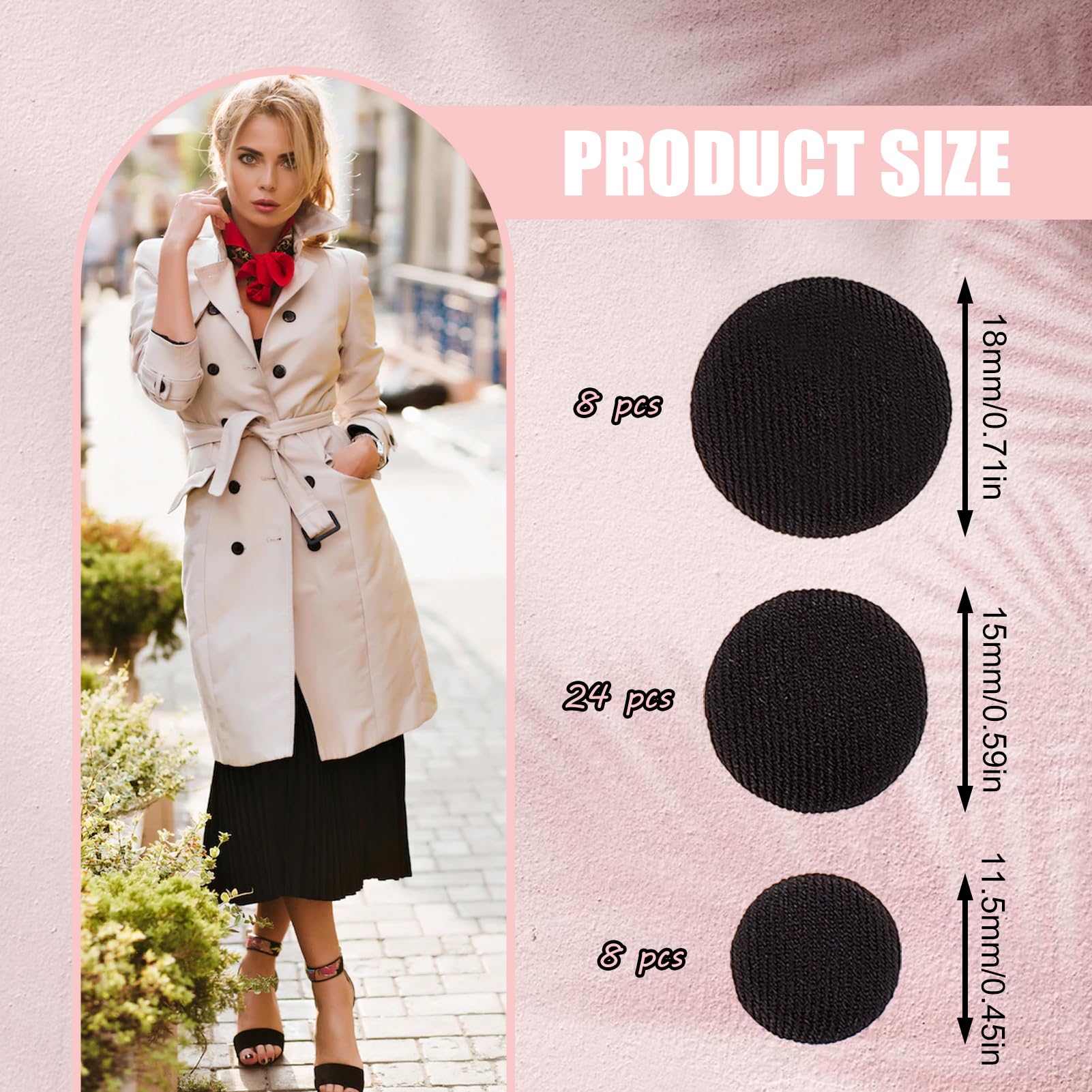 NICENEEDED 40 Pcs Fabric Cloth Covered Button - Image 2
