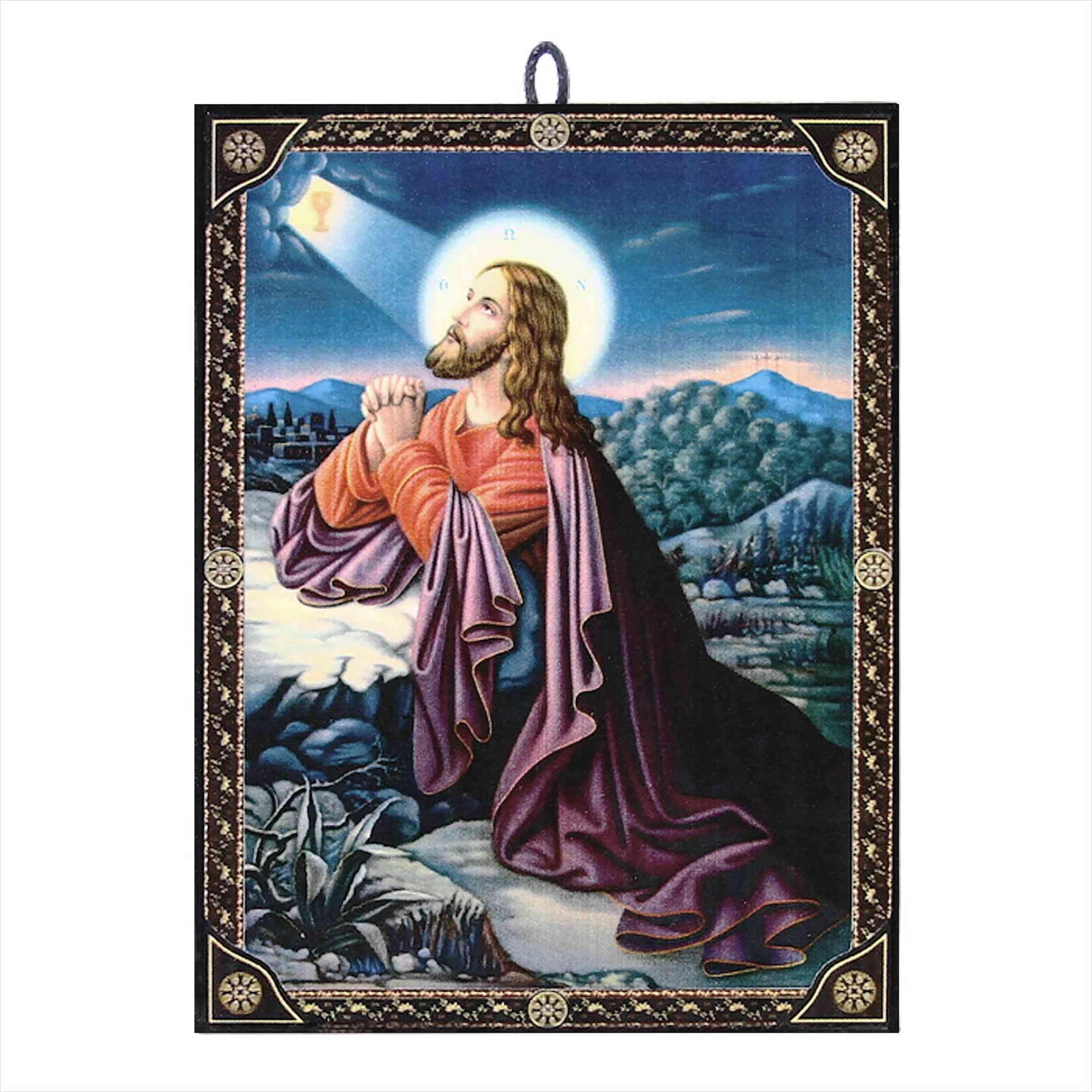NKlaus Icon Jesus at the Mount of Olives Gethsemane 9.7 x 13.5 x 1.2 cm Christian Icon Orthodox from Greece 60117