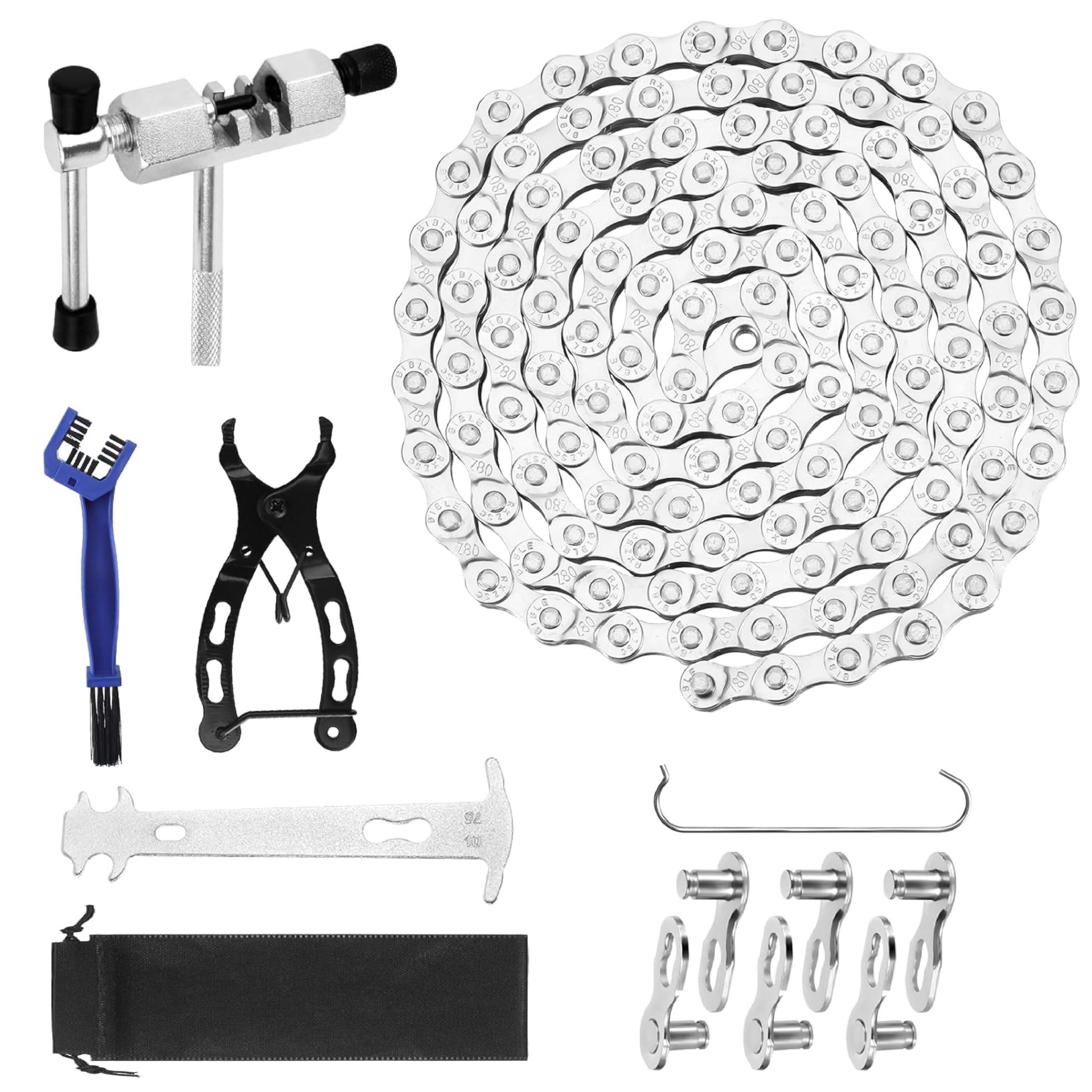 Huamai Trade Premium 6/7/8-Speed Bike Chain Kit(1/2" x 3/32") with Link Pliers, Chain Cutter & Wear Gauge. Complete Tool Set for Mountain & Road Bike Chain Maintenance
