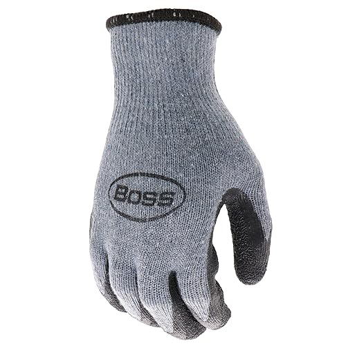 Miniatura 3 de BOSS Guantes de trabajo con revestimiento de látex texturizado para hombre, agarre mejorado, resistentes al agua, resistentes a la abrasión, carcasa