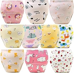 Upairy Training Pants for Boys Girls,Toddler Potty Training Underwear,Leakproof Reusable Kid Confident Panties,Children's Potty Underwear 100% Cotton for 2T-6T(10PCS,M)