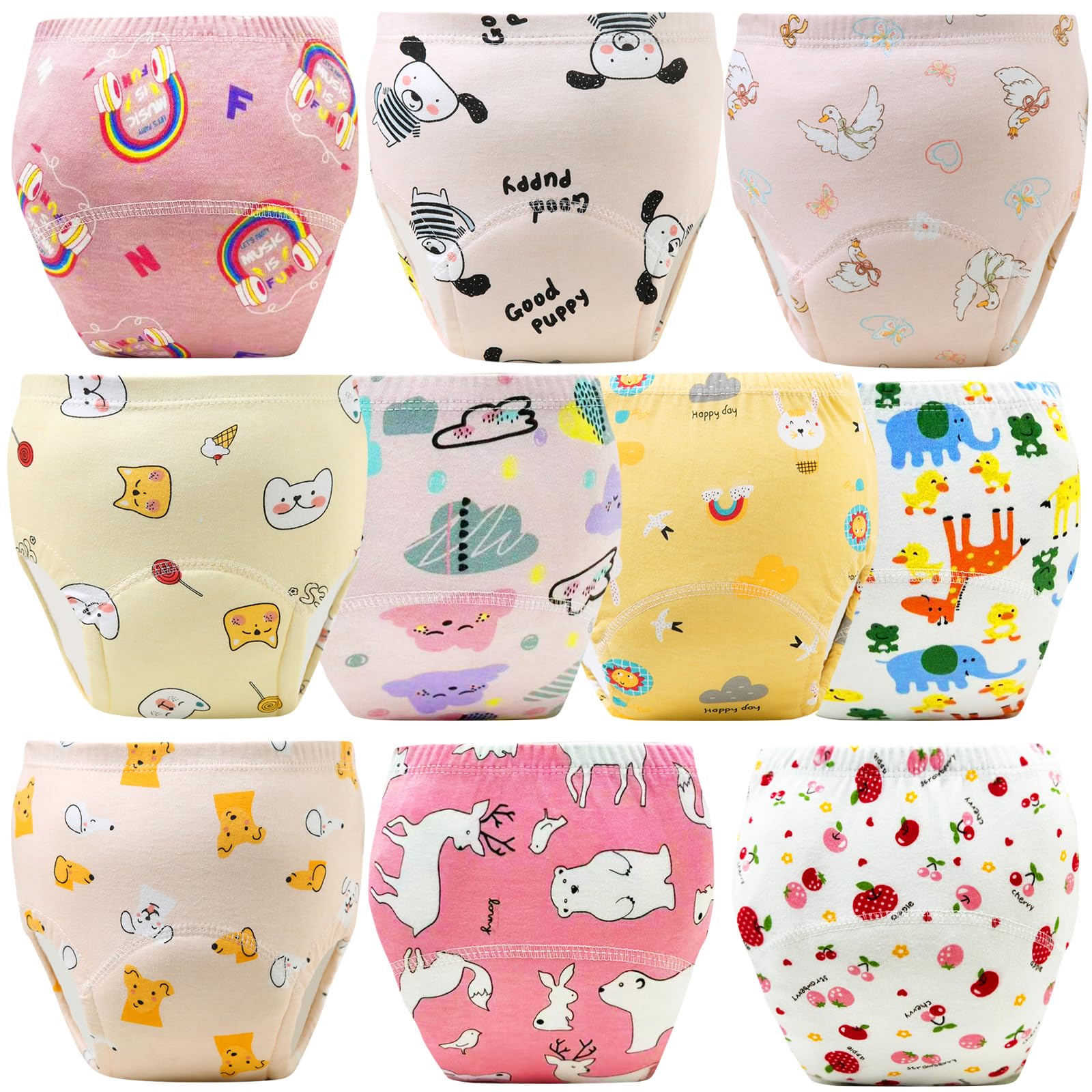 Upairy Training Pants for Boys Girls,Toddler Potty Training Underwear,Leakproof Reusable Kid Confident Panties,Children's Potty Underwear 100% Cotton for 2T-6T(10PCS,M)