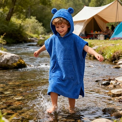 Miniatura 9 de MissShorthair Toalla Poncho para niños, toalla de playa con capucha para niña y niño, poncho de surf, bata de baño, toalla de baño de microfibra